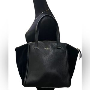 Kate spade velvet and leather black shoulder bag
